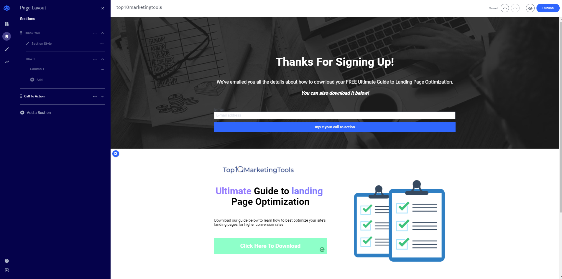 Leadpages’ Page Layout Section