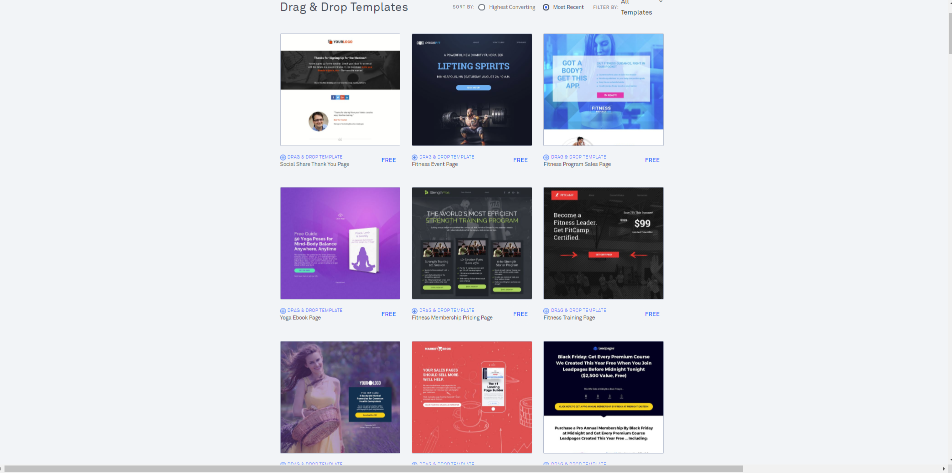 Leadpages landing page builder drag-and-drop templates
